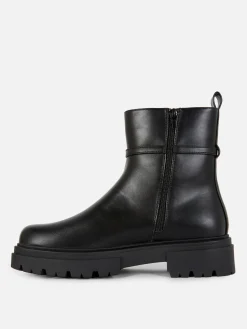 Stiefel|Primark Stiefeletten Mit Schnallendetail Schwarz