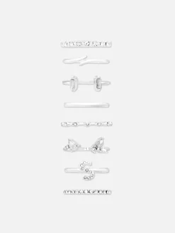 Schmuck|Primark Strassringe Mit Initiale, 8er-Pack Weiß