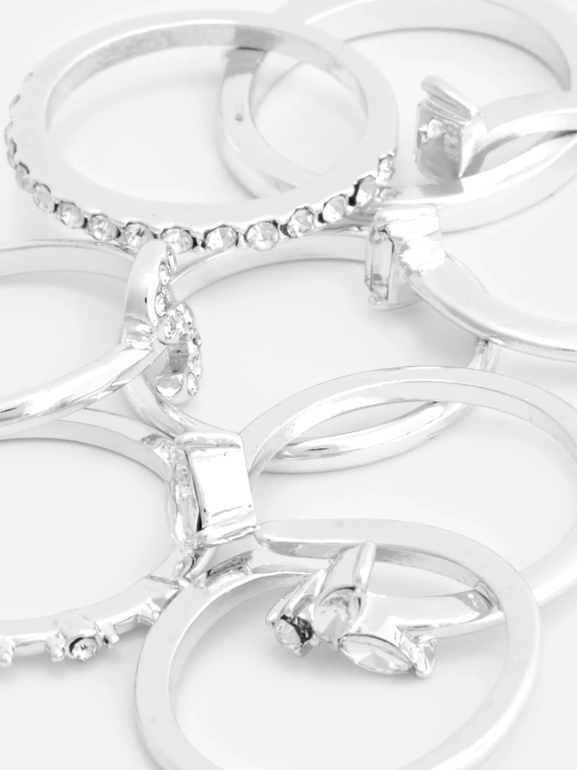 Schmuck|Primark Strassringe Mit Initiale, 8er-Pack Weiß