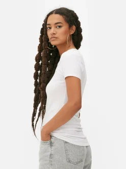 Tops Und T-Shirts|Primark Stretch-T-Shirt Mit V-Ausschnitt Weiß
