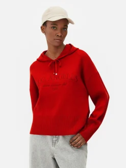 Hoodies Und Sweatshirts|Pullover Und Cardigans|Primark Strick-Hoodie Mit Slogan Rot