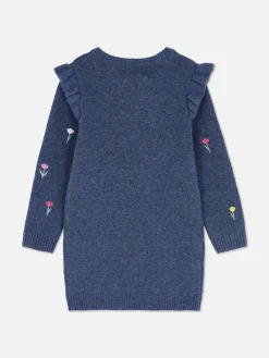 Kleider|Primark Strickkleid Mit Blumenstickerei Blau