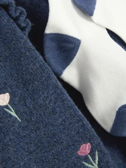 Kleider|Primark Strickkleid Mit Blumenstickerei Blau