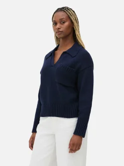 Pullover Und Cardigans|Primark Strick-Polopullover Marineblau