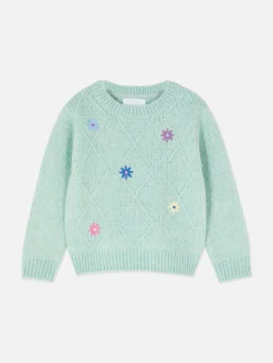 Pullover Und Cardigans|Primark Strickpullover Mit Blumenstickerei Grün