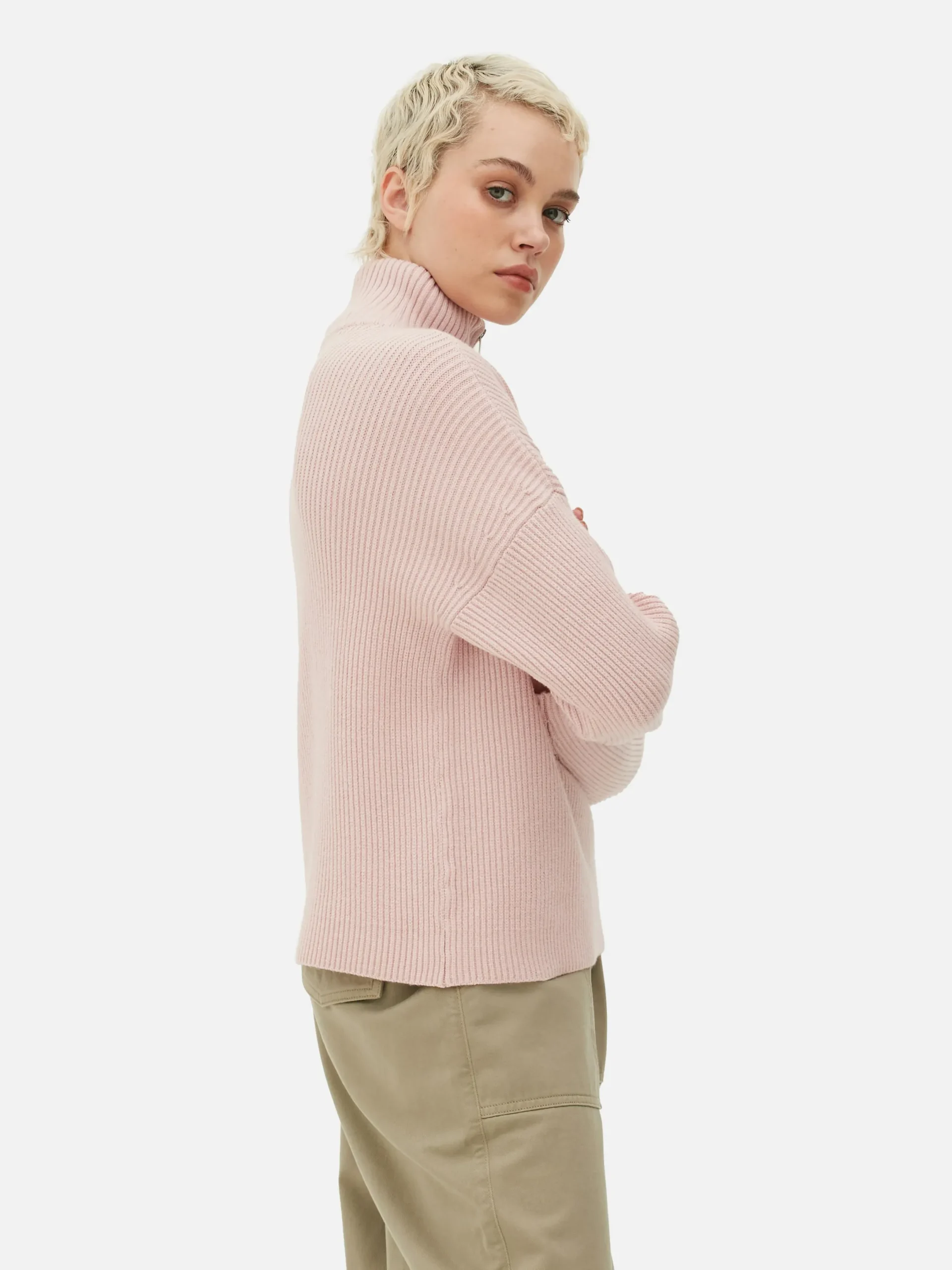 Pullover Und Cardigans|Primark Strickpullover Mit Halbem Reißverschluss Rosa