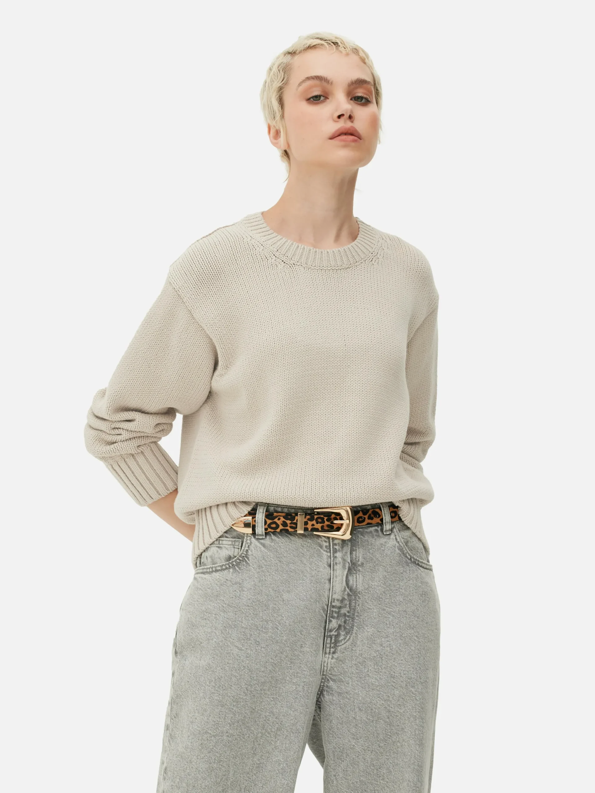 Pullover Und Cardigans|Primark Strickpullover Mit Rundhalsausschnitt Naturfarben