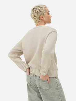 Pullover Und Cardigans|Primark Strickpullover Mit Rundhalsausschnitt Naturfarben
