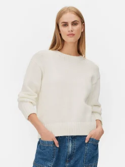 Pullover Und Cardigans|Primark Strickpullover Mit Rundhalsausschnitt Elfenbeinfarben