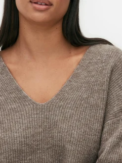 Pullover Und Cardigans|Primark Strickpullover Mit V-Ausschnitt Beige