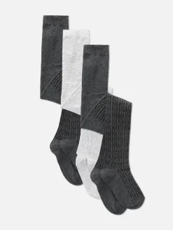 Socken Und Strumpfhosen|Primark Strickstrumpfhosen Mit Zopfmuster, 3er-Pack Grau