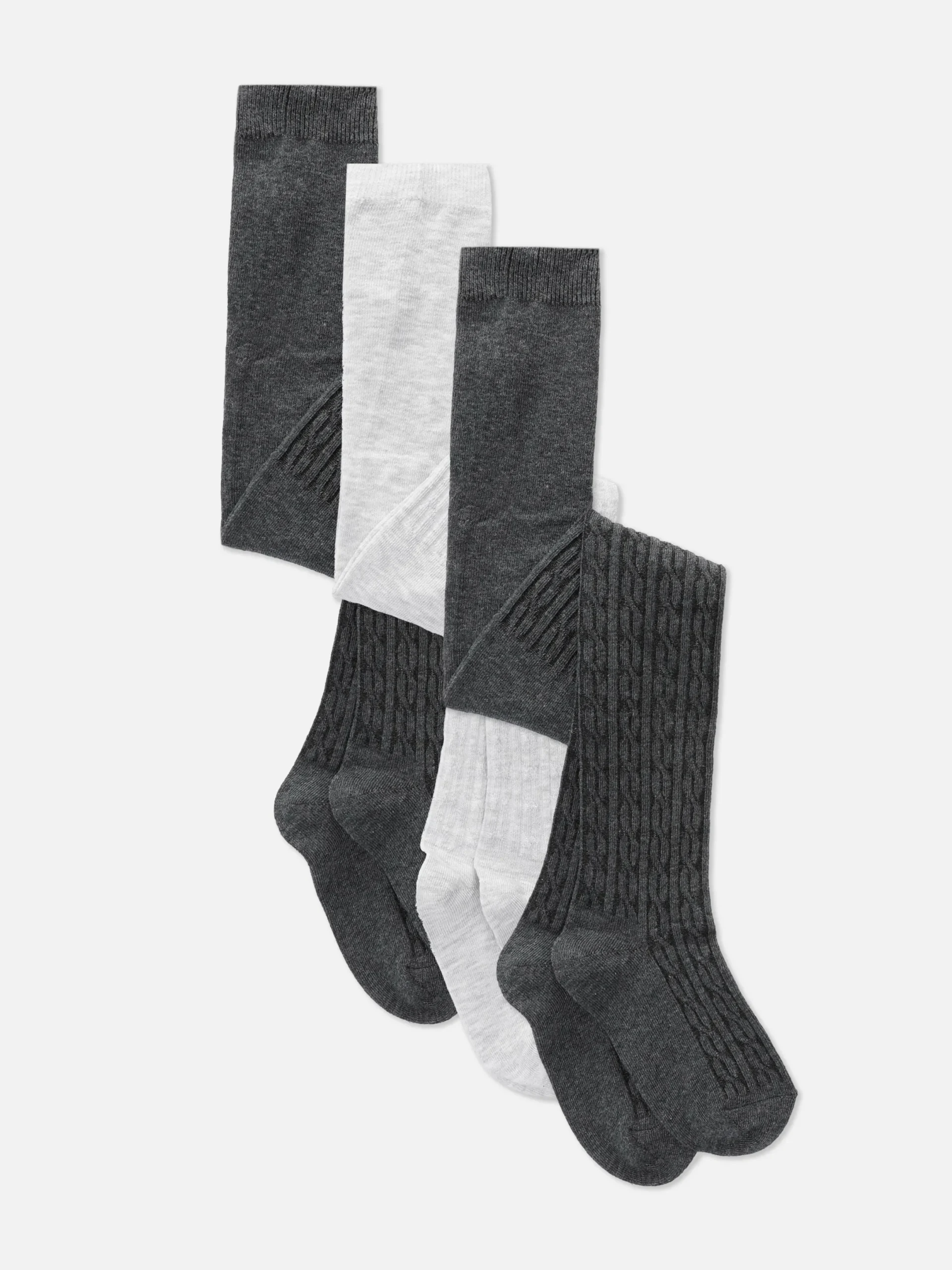 Socken Und Strumpfhosen|Primark Strickstrumpfhosen Mit Zopfmuster, 3er-Pack Grau