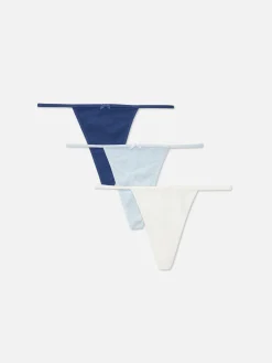 Slips|Primark String-Tangas Mit Pointelle-Struktur, 3er-Pack Hellblau