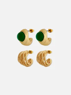 Schmuck|Primark Strukturierte „Rita Ora“ Creolen, 2er-Pack Gelb