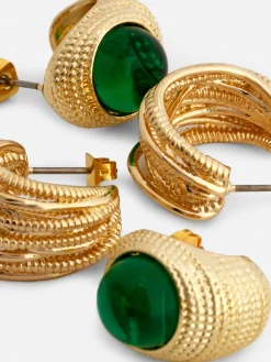 Schmuck|Primark Strukturierte „Rita Ora“ Creolen, 2er-Pack Gelb