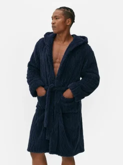 Schlafanzüge|Primark Strukturierter Fleece-Bademantel Marineblau