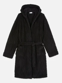 Schlafanzüge|Primark Strukturierter Fleece-Bademantel Schwarz