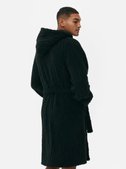 Schlafanzüge|Primark Strukturierter Fleece-Bademantel Schwarz