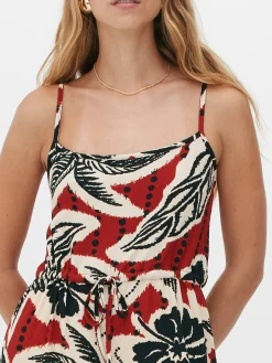 Jumpsuits Und Playsuits|Primark Strukturierter Krepp-Jumpsuit Zum Binden Rot