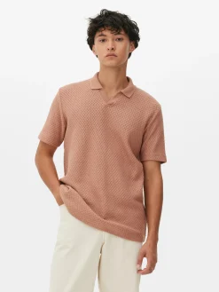 Tops Und T-Shirts|Primark Strukturiertes „Kem“ Strick-Poloshirt Terrakottafarben