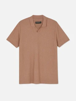 Tops Und T-Shirts|Primark Strukturiertes „Kem“ Strick-Poloshirt Terrakottafarben