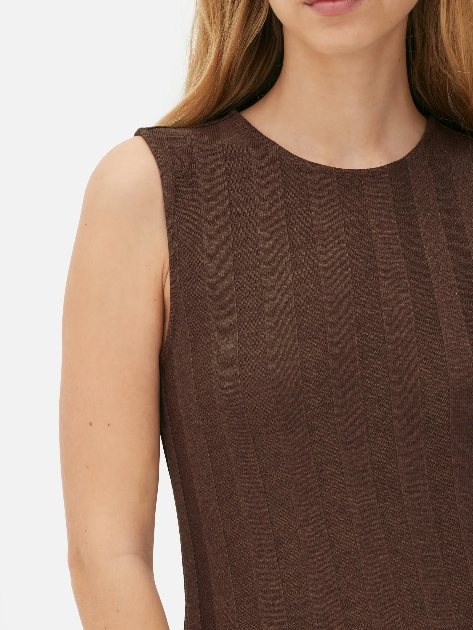 Kleider|Primark Strukturiertes, ärmelloses Maxikleid Mit Streifen Braun