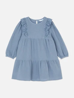 Kleider|Primark Stufenkleid Mit Lochstickerei Blau