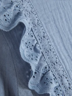 Kleider|Primark Stufenkleid Mit Lochstickerei Blau