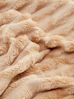 Decken Und Überwurfe|Primark Superweicher, Gerippter Plüschüberwurf Naturfarben