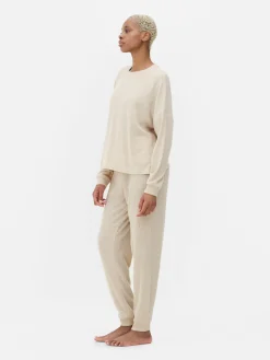 Schlafanzüge|Primark Superweicher, Langer Schlafanzug Hellbeige