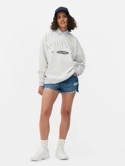 Hoodies Und Sweatshirts|Primark Sweatshirt Im Oversized-Look Mit Print Grau meliert