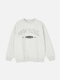 Hoodies Und Sweatshirts|Primark Sweatshirt Im Oversized-Look Mit Print Grau meliert