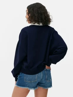 Hoodies Und Sweatshirts|Primark Sweatshirt Mit Kragen Und Grafik Marineblau