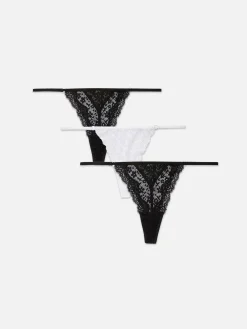 Slips|Primark Tangas Aus Spitze, 3er-Pack Schwarz/Weiß