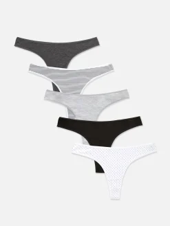 Slips|Primark Tangas Für Jeden Tag, 5er-Pack Schwarz/Weiß