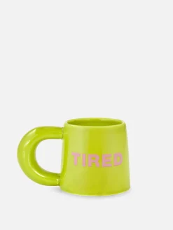 Tassen Und Becher|Geschirr|Primark Tasse Mit Der Aufschrift „Tired“ Hellgrün