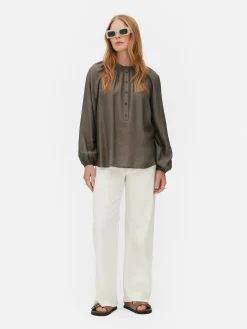 Blusen|Primark „The Edit“ Bluse Mit Ballonärmeln Taupefarben