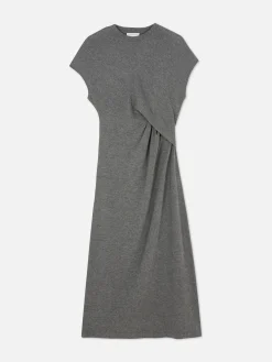 Kleider|Primark „The Edit“ Jersey-Midikleid Mit Twistdetail Grau meliert