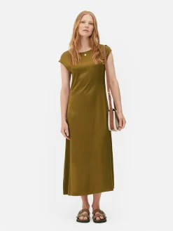 Kleider|Primark „The Edit“ Satin-Midikleid Gold