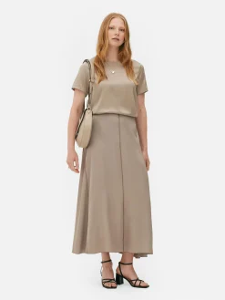 Röcke|Primark „The Edit“ Satinrock Taupefarben