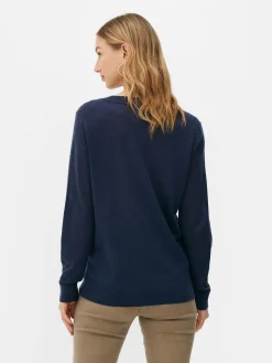 Pullover Und Cardigans|Primark „The Edit“ Strickpullover Mit V-Ausschnitt Marineblau
