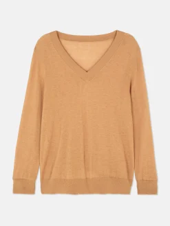Pullover Und Cardigans|Primark „The Edit“ Strickpullover Mit V-Ausschnitt Braun