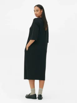 Kleider|Primark „The Edit“ T-Shirt-Midikleid Schwarz