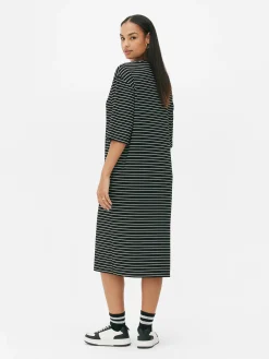 Kleider|Primark „The Edit“ T-Shirt-Midikleid Schwarz/Weiß