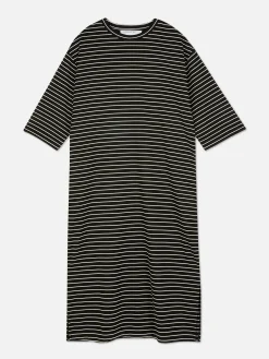 Kleider|Primark „The Edit“ T-Shirt-Midikleid Schwarz/Weiß
