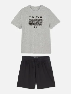 Schlafanzüge|Primark „Tokyo“ Schlafanzug Mit T-Shirt Und Shorts Grau meliert