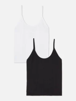 Shapewear|Primark Trägertop Mit U-Ausschnitt, 2er-Pack Schwarz/Weiß