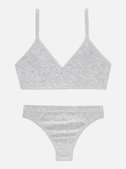 Dessous-Sets|Primark Triangel-Bralette-BH Und Slip Im Nahtlosen Set Grau meliert