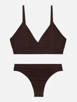 Dessous-Sets|Primark Triangel-Bralette-BH Und Tanga Im Nahtlosen Set Feige