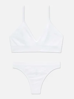 Dessous-Sets|Primark Triangel-Bralette-BH Und Tanga Im Nahtlosen Set Weiß